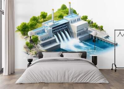 Hydropower plant generates renewable energy Wall mural