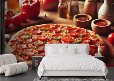 Fresh Tomato and Capsicum Pizza Pleasur Wall mural