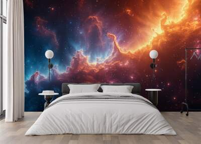 Colorful space galaxy cloud nebula. Stary night cosmos. Universe science astronomy.generative ai Wall mural