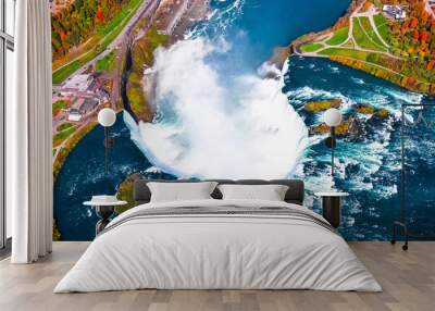 Aerial view of canadian niagara falls Wall mural