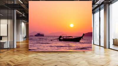 Beautiful sunset in Krabi, Thailand Wall mural