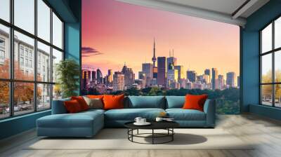 Toronto city view from Riverdale Avenue at Night. Ontario, Canada Wall mural