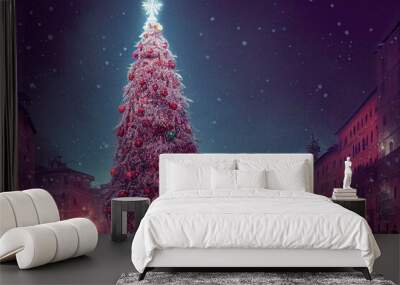 christmas tree in the city Wall mural