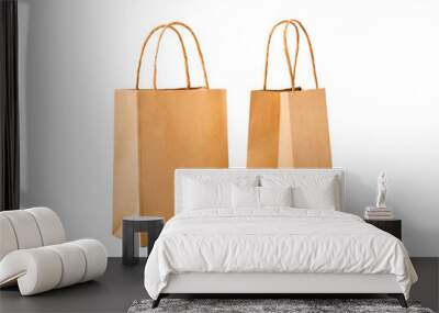 Brown paper bags isolated on white background. Wall mural