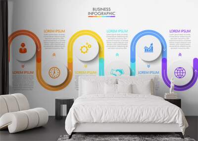 Business data visualization. timeline infographic icons designed for abstract background template milestone element modern diagram process technology digital marketing data presentation chart Vector Wall mural