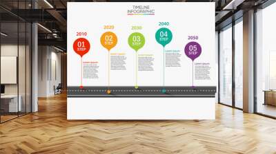 Business road map timeline infographic icons designed for abstract background template milestone element modern diagram process technology digital marketing data presentation chart Vector illustration Wall mural