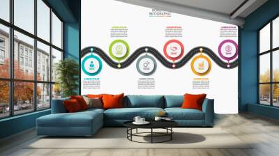 Business road map timeline infographic icons designed for abstract background template milestone element modern diagram process technology digital marketing data presentation chart Vector illustration Wall mural