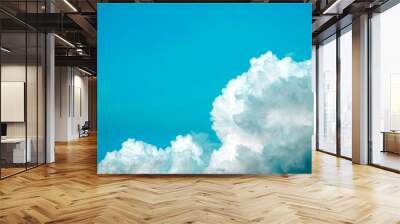 Blue sky and cloud.blue sky back ground. The softness of the clouds and the brightness of the sky. Light blue background.Bright blue background. Sky on a bright day.	 Wall mural