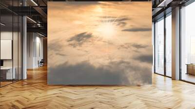 golden sky with sun and clouds background, Environment day concept Wall mural