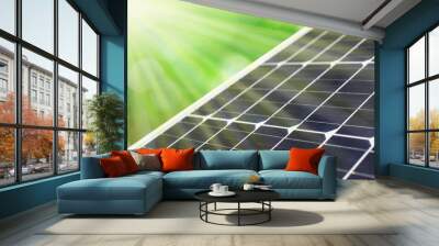 Solar panel with green bokeh and sunray Wall mural