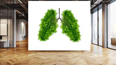 Lung green tree-shaped images, medical concepts, autopsy, 3D display and animals as an element Wall mural