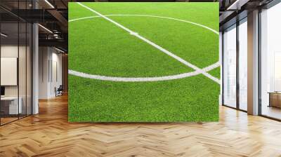 Soccer football field stadium grass.Center of soccer field. Wall mural