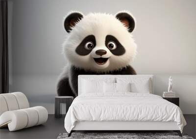 3d cartoon baby panda on white background Wall mural