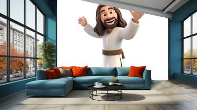 3D cartoon happy jesus christ isolated in white background Wall mural