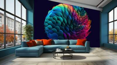 abstract 3d rendering of polygonal sphere. geometric shape.ai generated Wall mural