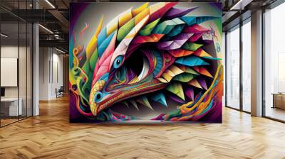 colorful dragon. Generative AI Wall mural