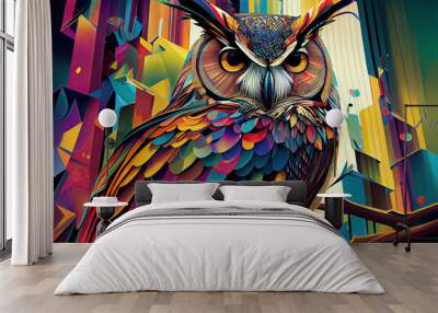 colorful owl with style pop art Wall mural