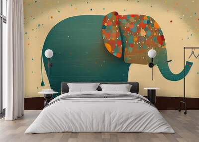 elephant cartoon vector animal wallpaper flower background funny art whimsical elephant Wall mural