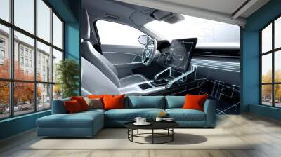 inside electric car.3d render and illustration Wall mural