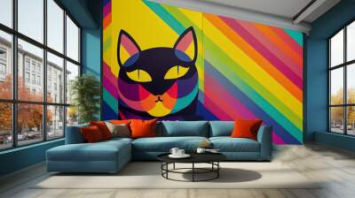 Low poly geometric of cat Wall mural