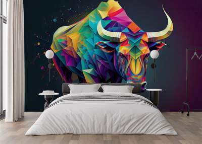 multicolor shapes abstract bull. Animal isolated Wall mural