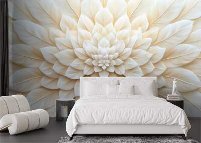 Abstract Floral Pattern with Beige Leaves. Wall mural