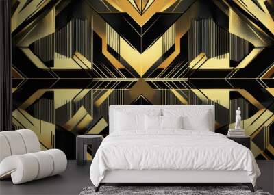 Abstract Geometric Pattern in Black and Gold Wall mural