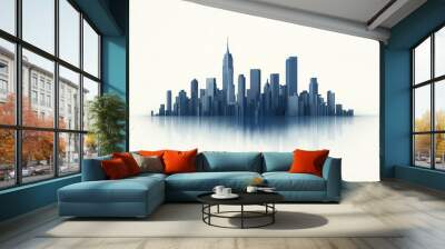 Cityscape Silhouette with Reflection. Wall mural