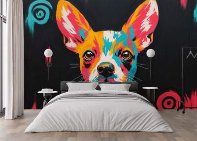 Colorful Pop Art Portrait of a Chihuahua. Wall mural