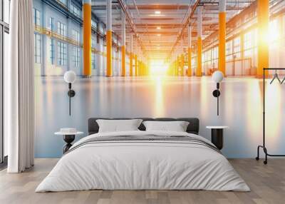 Industrial Building Interior with Sunlight. Wall mural