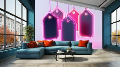 Neon Pink Price Tags. Wall mural