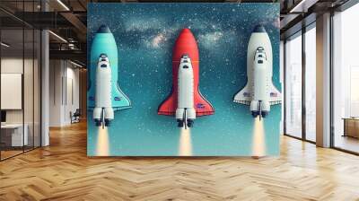 Space Shuttle Launch, Multiple Rockets. Wall mural