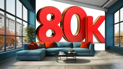 3d red and golden 80K isolated on background. 3d illustration. Wall mural