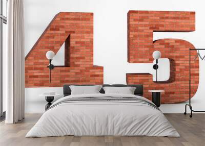 Realistic 3d brick number 4 & 5 isolated on white background. 3d illustration. Wall mural