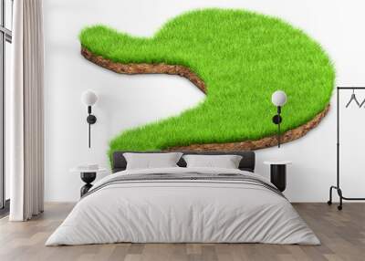 Stomach shape made of green grass and piece of soil land. Stomach concept. 3d illustration.  Wall mural