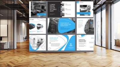 Blue, white and black infographic elements for presentation Wall mural