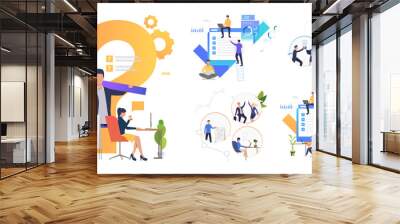 Collaboration on project set. Business partners working together. Flat vector illustrations. Business, teamwork concept for banner, website design or landing web page Wall mural