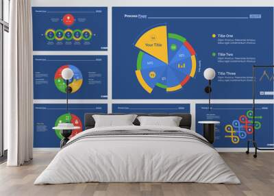 Infographic design set can be used for workflow layout, diagram, annual report, presentation, web design. Business and statistics concept with process and pie charts. Wall mural