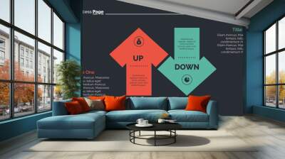 Up and Down Arrow Diagram Slide Template Wall mural