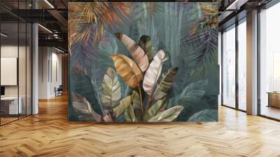 Banana leaves brown background wallpaper Wall mural