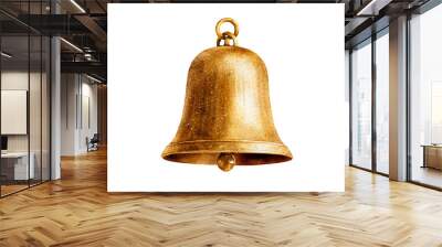 A close-up of a beautiful golden bell, showcasing its intricate details and polished shine, perfect for decorative purposes. Wall mural