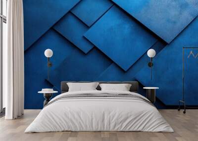 Bold cobalt blue background with minimalist geometric shapes for contrast Wall mural