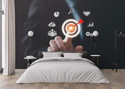 businees man touch target icon which for planning development leadership and customer target group concept. Wall mural