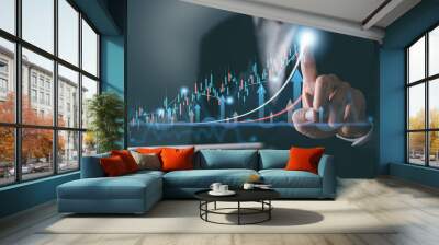 Stock market trading. Business man discussing and analysis graph stock.stock chart concept. Investment stock market. Wall mural