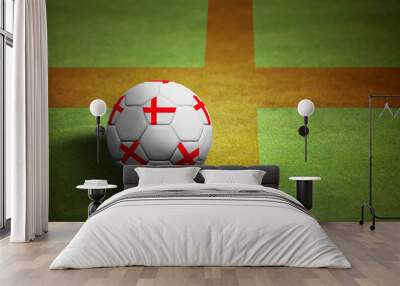 Flag of England with soccer ball over grass - Euro 2012 Wall mural