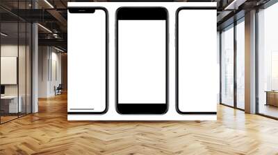 New realistic mobile phone smartphone mockup with blank screen isolated on white background, mockup model similar to iPhonex isolated Background of ai digital investment economy. HD Wall mural