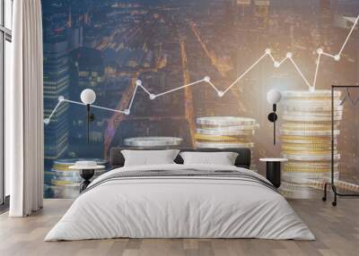 Stock market or forex trading graph and candlestick chart suitable for financial investment concept. Forex trading candlestick chart economic , ECN Digital economy. Wall mural