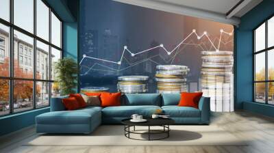 stock market or forex trading graph and candlestick chart suitable for financial investment concept. Wall mural