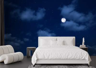 night sky with clouds and stars. Wall mural