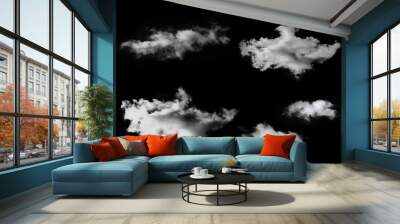 Set of isolated clouds on black background. Wall mural